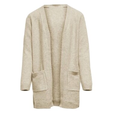 كارديجان طويل بجيب للنساء، مقاس صغير جدًا - مقاس كبير جدًا، كريمي