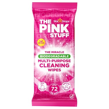Star Drops The Pink Stuff The Miracle Multi-Purpose Cleaning Wipes, Large, Pink, Fresh Fruity Scent, 72 Wipes