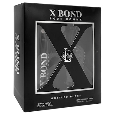 Louis Olivier Bottled Black Eau De Parfum and Perfumed Body Spray Gift Set, 100ml+200ml