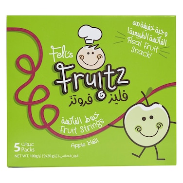 Feli's Fruitz Apple Fruit Strings Snack, 20g Pack of 5