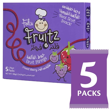 فليز فروتز خيوط فاكهةـ التوت المشكل، وجبة خفيفة من الفاكهة الطبيعية، حزمة من 5 ، 20 غرام