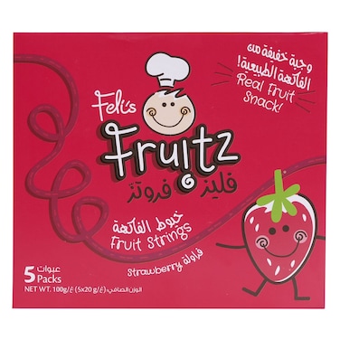 Feli's Fruitz Strawberry Fruit Strings Snack, 20g Pack of 5