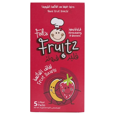 Feli's Fruitz Strawberry and Banana Fruit Swirls Snack, 15g Pack of 5