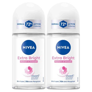 نيفيا ناتشورال راديانس آند سموث مضاد للتعرق 72 ساعة للنساء ببكرة دوارة 50 ملل حزمة من قطعتين