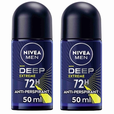 نيفيا مان ديب إكستريم مضاد التعرق ببكرة دوارة 72 ساعة برائحة الكربون الأسود 150 ملل حزمة من قطعتين