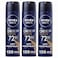 NIVEA MEN DEEP Black Carbon Espresso, Antiperspirant for Men, Spray, 150ml Pack of 3