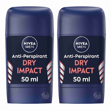 NIVEA MEN Dry Impact Anti-Perspirant Deodorant 48h Protection, Stick 50ml Pack of 2