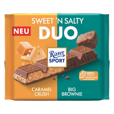 ريتر سبورت سويت آند سولتي ديو شوكولاطه بنكهة براوني والكراميل المقرمشة 218 غرام