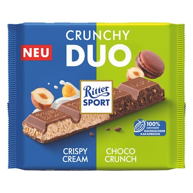 Ritter Sport Crunchy Duo Crispy Cream Choco Crunch Chocolate Bar, 218g