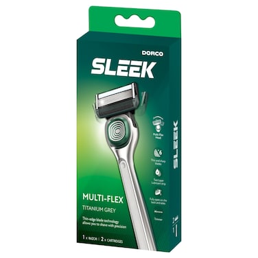 Dorco Sleek 6 Multiflex Razor Handle with 2 Cartridges