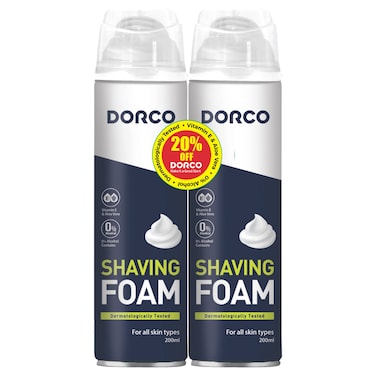 Dorco Shaving Foam, 200ml Pack of 2