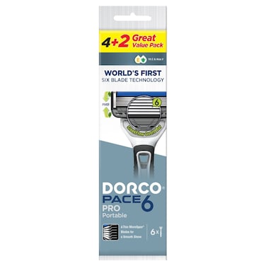Dorco Pace 6 Razor Handle with 6 Cartridges