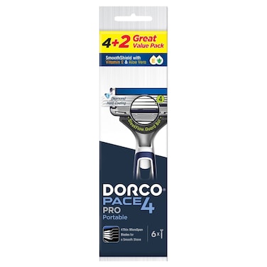 Dorco Pace 4 Razor Handle with 6 Cartridges