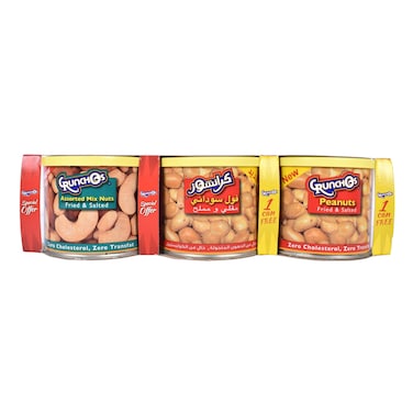 Crunchos Fried and Salted Peanuts 100g Pack of 2 + Fried and Salted Assorted Mix Nuts, 100g