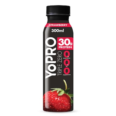 YoPro Protein Milk, Triple Zero Strawberry Flavoured High Protein Milk, Fat Free Milk, 300ml