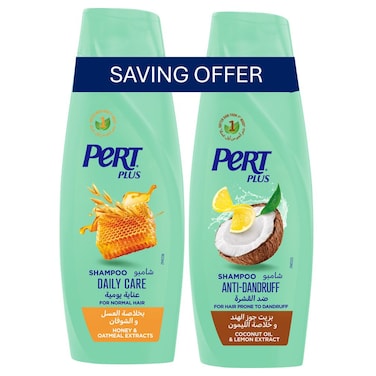 Pert Plus Daily Care for Normal Hair Shampoo &amp; Anti-Dandruff Shampoo, 400ml Pack of 2