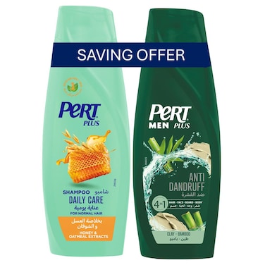 Pert Plus Daily Care for Normal Hair Shampoo, 400ml +Pert  4-in-1 Anti-Dandruff Shampoo for Men, 360ml