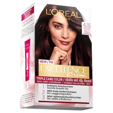 لوريال باريس إكسلنس كريم صبغة شعر ثلاثية العناية 4.15 بني فاتح