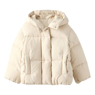Full Sleeve Puff Jacket for Girl 412C, Cream, 3-14 Years