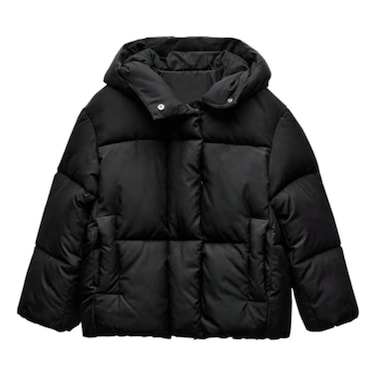 Full Sleeve Puff Jacket for Girl 412C, Black, 3-14 Years