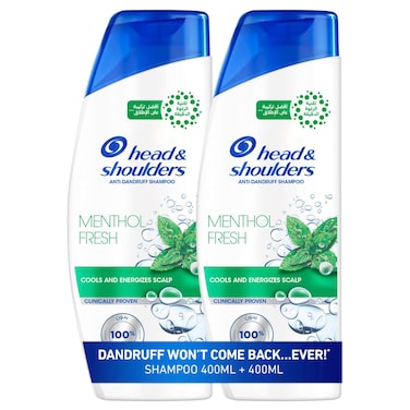 Head &amp; Shoulders Menthol Fresh Anti-Dandruff Shampoo, 400ml Pack of 2