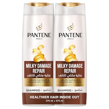 بانتين برو-في شامبو ميلكي دامج ريبير، 375 مل، حزمة من قطعتين