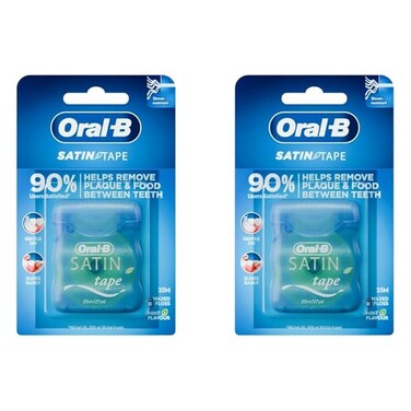 Oral-B Waxed Satin Tape, Mint Flavour, 25m, Pack of 2