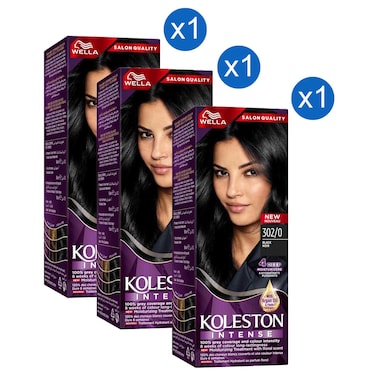 Wella Koleston Intense Hair Colour, 302/0 Black, 110ml Pack of 3
