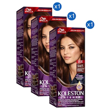 Wella Koleston Intense Hair Colour, 304/5 Addictive Dark Mahogany, 110ml Pack of 3