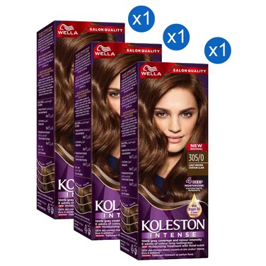 Wella Koleston Intense Hair Colour, 305/0 Light Brown, 110ml Pack of 3