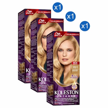 ويلا كولستون إنتنس صبغة شعر 308/0 أشقر فاتح حزمة من 3 قطع 110 ملل