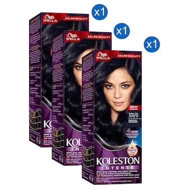 Wella Koleston Intense Hair Colour, 301/0 Blue Black, 110ml Pack of 3