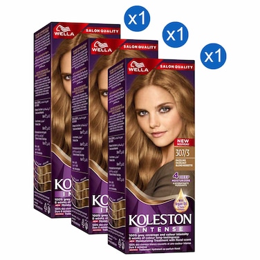 Wella Koleston Intense Hair Colour, 307/3 Dazzling Hazelnut, 110ml Pack of 3