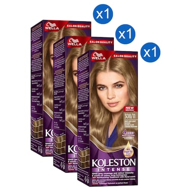 ويلا كولستون صبغة شعر المكثفة أشقر رمادي فاتح غامق 308/11 حزمة من 3 قطع 110 ملل
