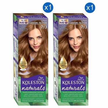Wella Koleston Naturals Permanent Hair Colour Cream, 7/3 Caramel Blonde, 110ml Pack of 2