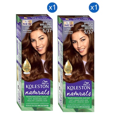 Wella Koleston Naturals Permanent Hair Colour Cream, 5/37 Brilliant Brown, 110ml Pack of 2