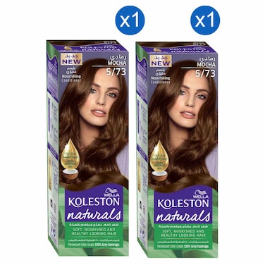 Wella Koleston Naturals Permanent Hair Colour Cream, 5/73 Mocha, 110ml Pack of 2
