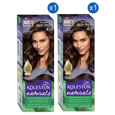 Wella Koleston Naturals Permanent Hair Colour Cream, 4/0 Cocoa Brown, 110ml Pack of 2