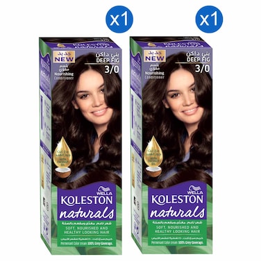 Wella Koleston Naturals Permanent Hair Colour Cream, 3/0 Deep Fig, 110ml Pack of 2
