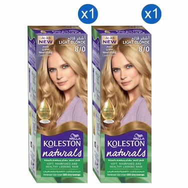 ويلا كولستون ناتشورالز كريم صبغة الشعر الدائم 8/0 أشقر فاتح حزمة من قطعتين 110 ملل