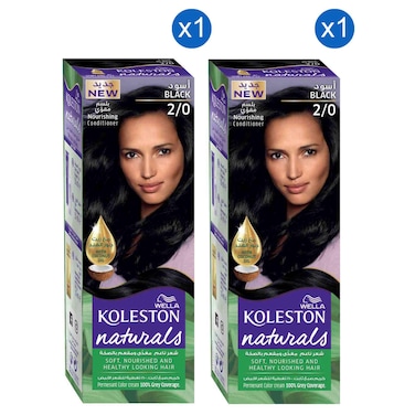 Wella Koleston Naturals Permanent Hair Colour Cream, 2/0 Black, 110ml Pack of 2