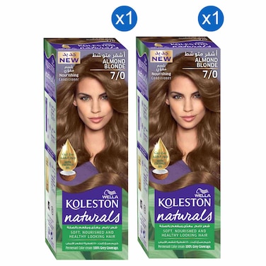 Wella Koleston Naturals Permanent Hair Colour Cream, 7/0 Almond Blonde, 110ml Pack of 2