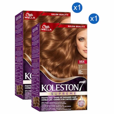 Wella Koleston 7 Supreme Hair Colour Cream Kit, 7/7 Deer Brown, 135ml Pack of 2