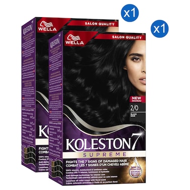 ويلا كولستون 7 سوبريم مجموعة كريم تلوين الشعر 2/0 أسود 135 ملل حزمة من 2