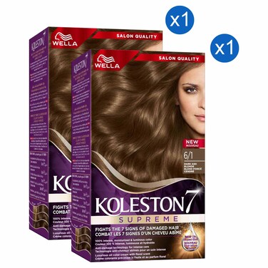 ويلا كولستون 7 سوبريم مجموعة كريم تلوين الشعر، 6/1 أشقر مائل للرمادي الداكن، 135 ملل، حزمة من 2