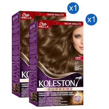 ويلا كولستون 7 سوبريم مجموعة كريم تلوين الشعر، 6/1 أشقر مائل للرمادي الداكن، 135 ملل، حزمة من 2