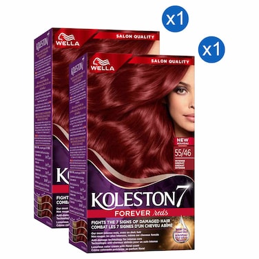 Wella Koleston 7 Supreme Forever Reds Hair Colour Cream Kit, 55/46 Intense Grenat, 135ml Pack of 2