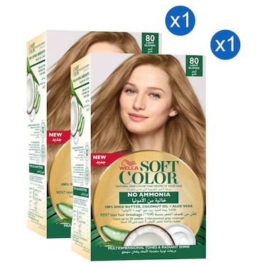 ويلا سوفت كولور صبغة شعر طبيعية، 80 أشقر فاتح، حزمة من 2