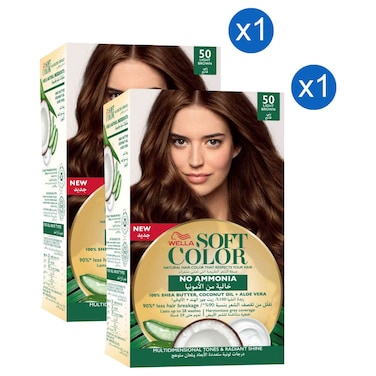 Wella Soft Colour Natural Hair Colour, 50 Light Brown, Pack of 2
