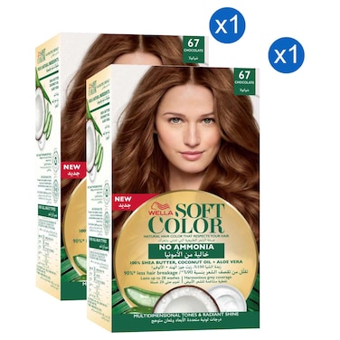 Wella Soft Colour Natural Hair Colour, 67 Chocolate, Pack of 2